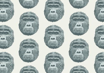 Seamless pattern with vintage gorilla. Surface design for fabric, wallpaper, objects, covers, wrapping paper © Rabbit Garden