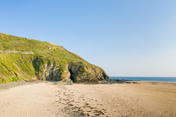 The Cap de Carteret facing the Channel Sea in Europe, France, Normandy, Manche, in spring, on a sunny day.