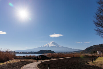 Obraz premium 山梨県大石公園からの富士山