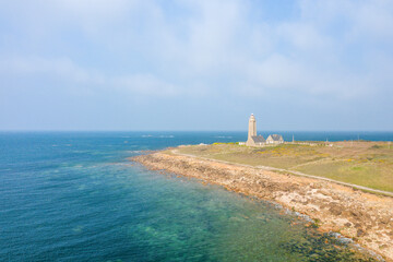 The Cap Levi lighthouse in Europe, France, Normandy, Manche, spring on a sunny day.