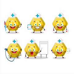 Doctor profession emoticon with yellow gummy candy D cartoon character