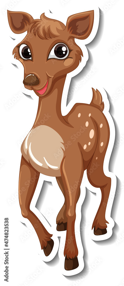 Sticker Deer standing cartoon character sticker