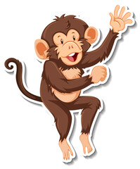 Monkey dancing animal cartoon sticker
