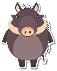 Chubby boar animal cartoon sticker