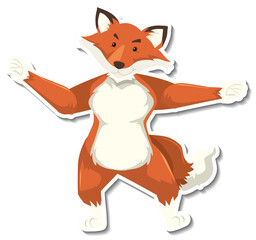 A fox dancing animal cartoon sticker
