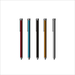 Set of Realistic Ball Pens Isolated on White Background. Mockup