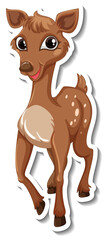Deer standing cartoon character sticker