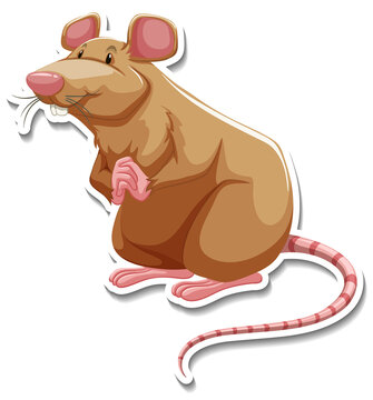 Brown mouse cartoon character sticker