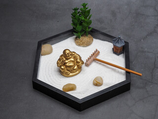 Zen Garden with Gold Buddha