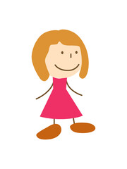 Cute cartoon kid walks. Drawing sketch. Vector illustration Isolated on white background