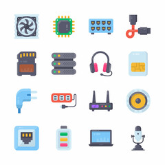 Computer Hardware Flat Icons - Vectors