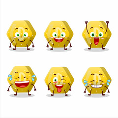 Cartoon character of yellow gummy candy D with smile expression