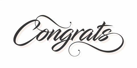 Creative Typography of Congrats. Editable Illustration. Congratulations Card in Cursive Calligraphy.