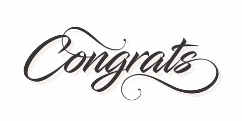 Tapeten Creative Typography of Congrats. Editable Illustration. Congratulations Card in Cursive Calligraphy. © Chander