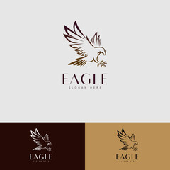 Eagle Flying Line Logo Elegant With Brown Color