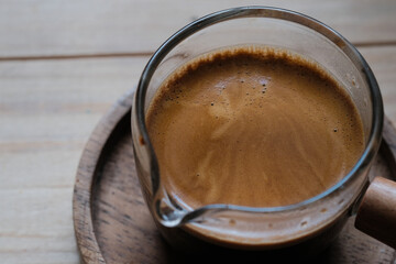 coffee glass various espresso cup on wooden background