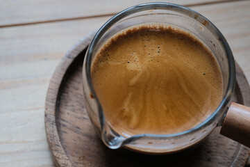 coffee glass various espresso cup on wooden background