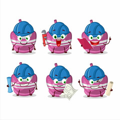 architect pink sugar candy cute mascot character with pliers