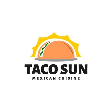 combination of taco and a sun light. logo template for taco restaurant. mexican food vector graphic