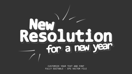 Naklejka premium New Resolution For A New Year Editable Text Effect White v4