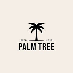 Vintage hipster palm tree vector logo design