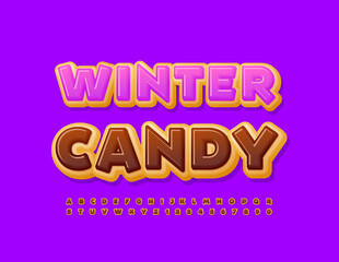 Vector bright Sign Winter Candy. Choco glazed Font. Unique  Alphabet Letters and Numbers set.