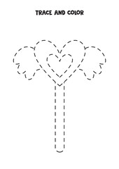 Trace and color cute magical wand. Worksheet for girls.