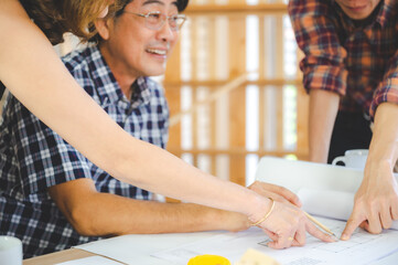 Fototapeta premium wooden carpenter craft man team with work tool for wood workshop business, carpentry craftsman