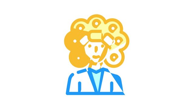 perm hair animated color icon perm hair sign. isolated on white background