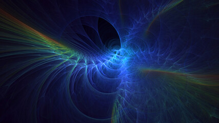 3D rendering abstract blue fractal light background