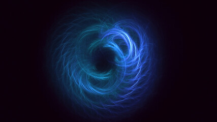 3D rendering abstract blue fractal light background