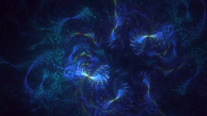 3D rendering abstract multicolor fractal light background