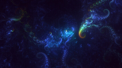 3D rendering abstract multicolor fractal light background