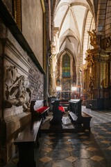 Wspaniałe wnętrze kościoła bazyliki w Krakowie