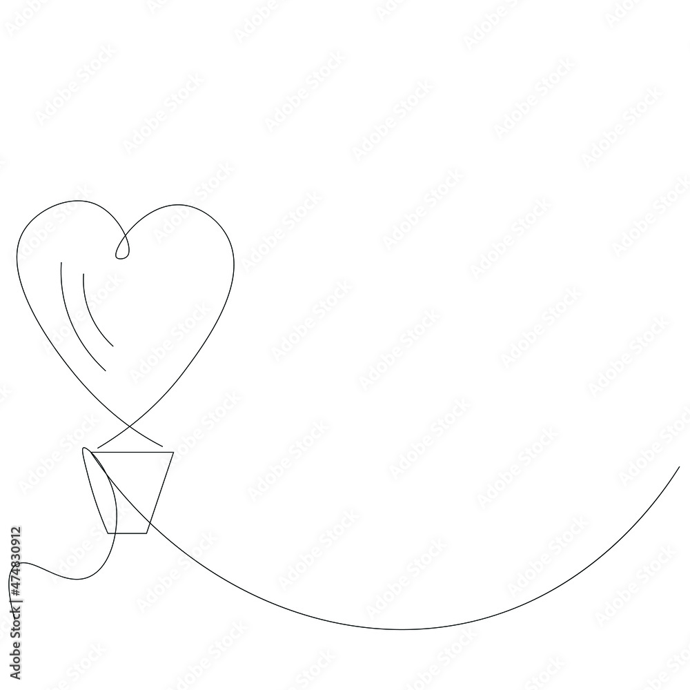 Wall mural heart love background line draw vector illustration