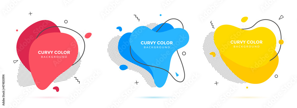 Poster modern liquid irregular amoeba blob shape abstract elements graphic flat style design fluid vector i