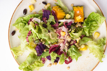 Fresh vegetables and cereal salad. Healthy and Vegetarian Meal