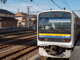 Obraz premium JR銚子駅の風景 209系