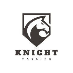 Modern simple horse head and shield crest vector icon. Stallion mustang equestrian badge emblem logo design