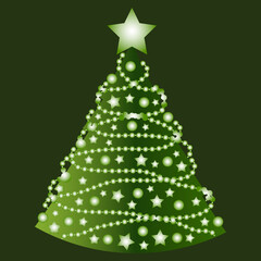 Christmas tree with decorations. Stylization, minimalism