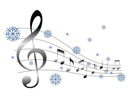 Musical notes illustration with snowflake decoration