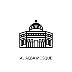 Al Aqsa Mosque, jerusalem, Israel,  Outline Illustration in vector. Logotype