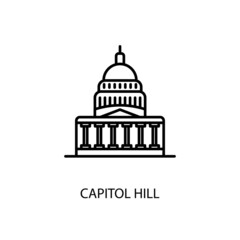 Capitol Hill, Washington, US, Outline Illustration in vector. Logotype