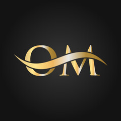 Letter OM Logo Design Template. OM, O M Letter Logo Modern, Flat, Minimalist, Business, Company Sign - obrazy, fototapety, plakaty