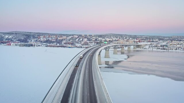 Sundsvall Bridge early December morning 4k.