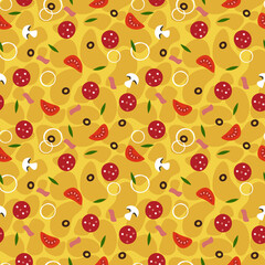 Pizza filling. Seamless pattern. Vector illustration