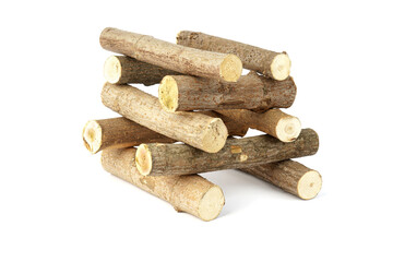 pile of firewood isolated on white background.