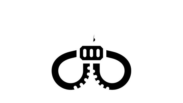plastic handcuffs protest meeting animated glyph icon plastic handcuffs protest meeting sign. isolated on white background