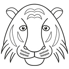 Tiger face. Black and white picture.