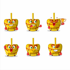 A sporty yellow sugar candy boxing athlete cartoon mascot design